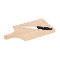 SET TAGLIERE IN LEGNO DI FAGGIO CON MANICO 40 X 20 X 2 CM + COLTELLO CHEF DI PRECISIONE 12,5 CM IN ACCIAIO INOSSIDABILE