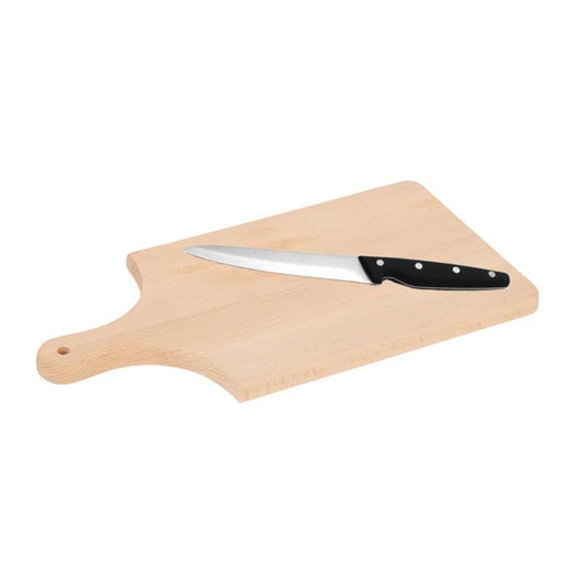 SET TAGLIERE IN LEGNO DI FAGGIO CON MANICO 40 X 20 X 2 CM + COLTELLO CHEF DI PRECISIONE 12,5 CM IN ACCIAIO INOSSIDABILE