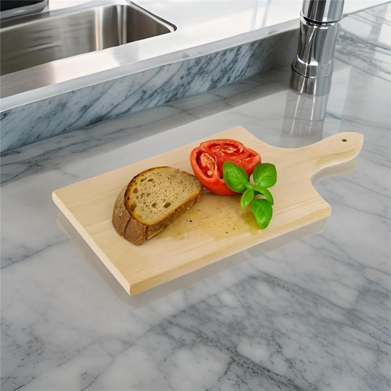 SET TAGLIERE IN LEGNO DI FAGGIO CON MANICO 40 X 20 X 2 CM + COLTELLO CHEF DI PRECISIONE 12,5 CM IN ACCIAIO INOSSIDABILE