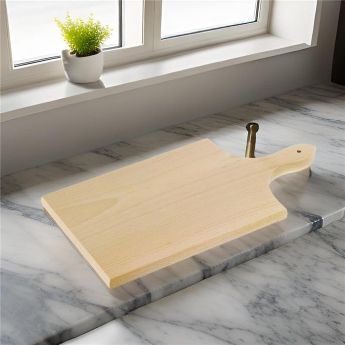 SET TAGLIERE IN LEGNO DI FAGGIO CON MANICO 40 X 20 X 2 CM + COLTELLO CHEF DI PRECISIONE 12,5 CM IN ACCIAIO INOSSIDABILE