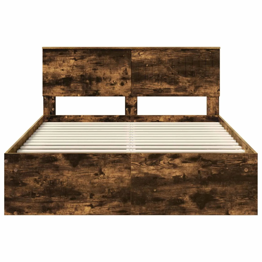 Struttura del letto Rovere fumé 140 x 190 cm Pino massello