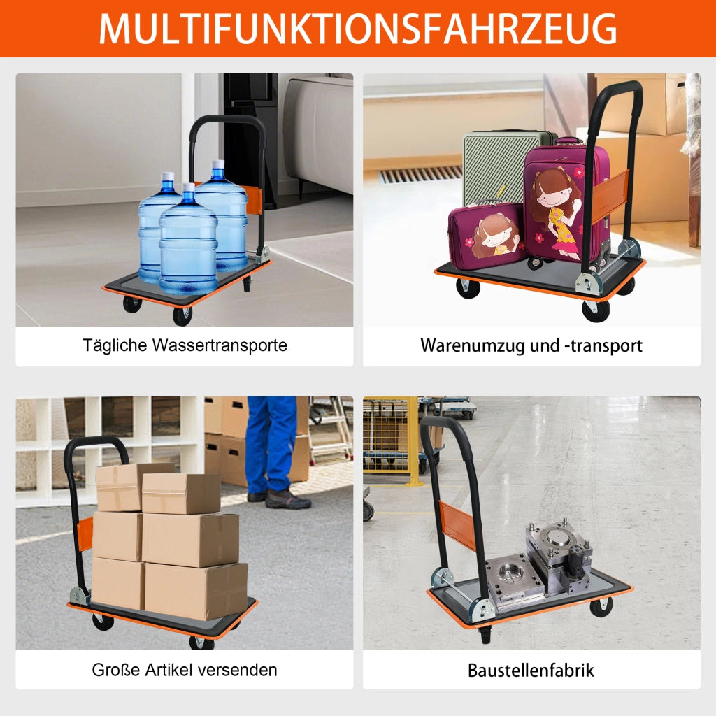 CARRELLO PIEGHEVOLE IN ACCIAIO ARANCIONE, PORTATA 150 KG