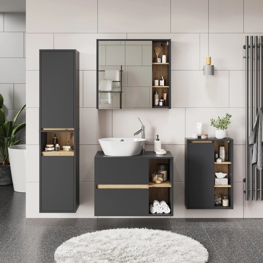 Vicco Set di mobili da bagno Grigio/Artisan 4 parti