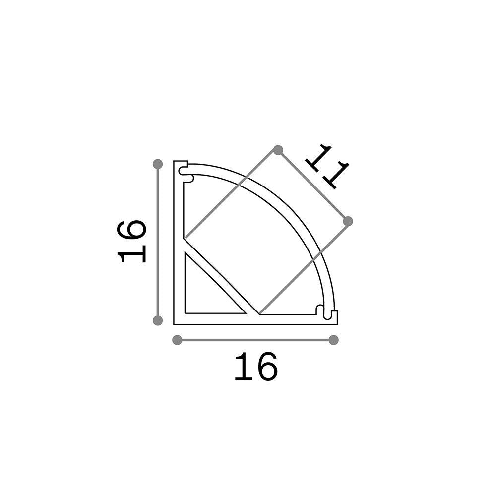 Profilo Ang Tondo Slot Alluminio-Materie Plastiche Bianco 100Cm D16X16