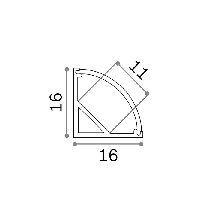 Profilo Ang Tondo Slot Alluminio-Materie Plastiche Bianco 100Cm D16X16