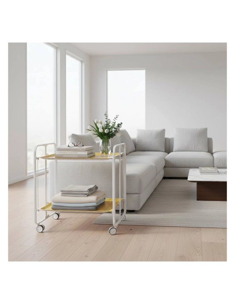 Carrello da cucina pieghevole bianco con ruote BAUHAUS 2 ripiani