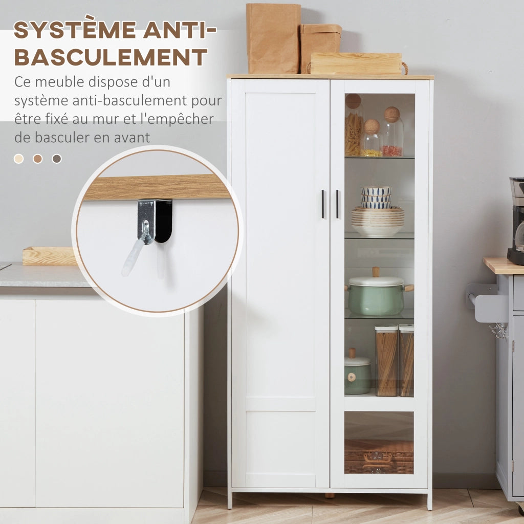 Armadio a muro con ante a vetro ¨C zephmum ¨C 76x36x160 cm bianco