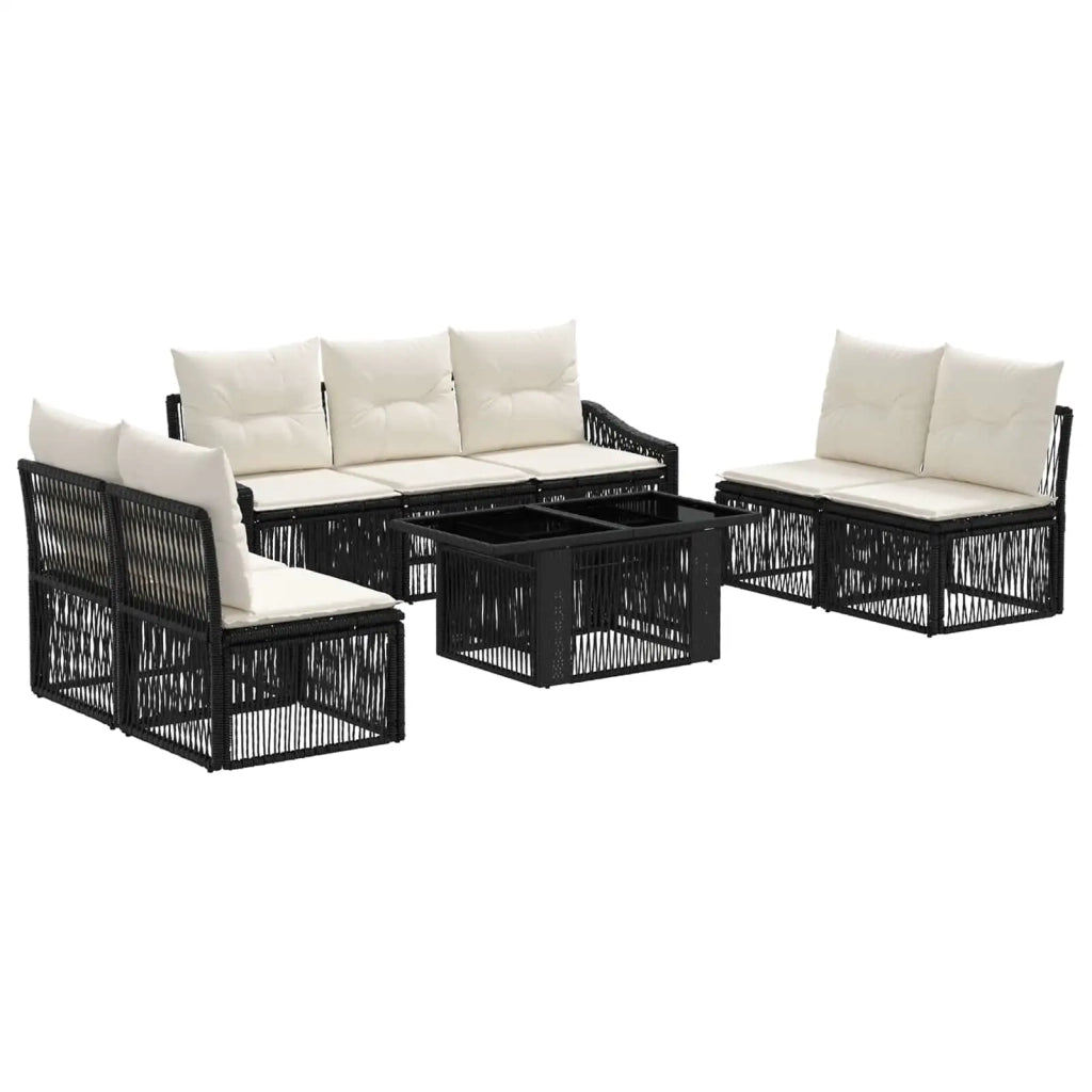 Set Divano da Giardino 8 pz Nero e Bianco Crema polyrattan 3437233