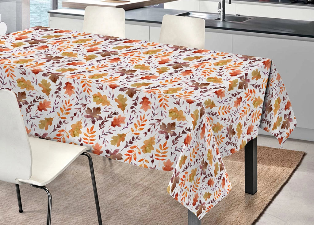 Tovaglia Tavolo Cucina Copritavola Digitale 100% Cotone Foglie Al Vento SV - 145x250 - Foglie Al Vento