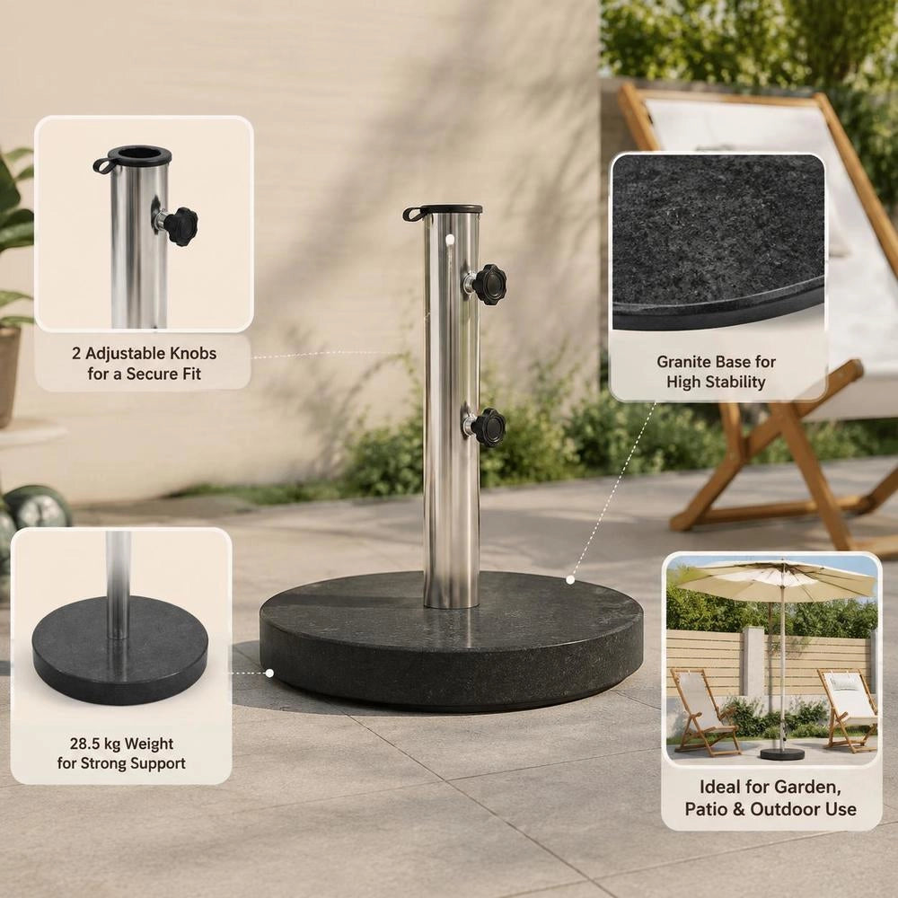 Granite Parasol Base, 28.5 Kg, Round, Black