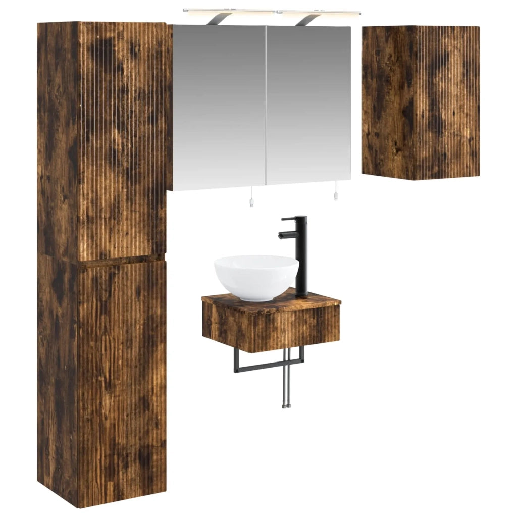 Set di mobili per il bagno 5 pcs Rovere Fumo 3407243