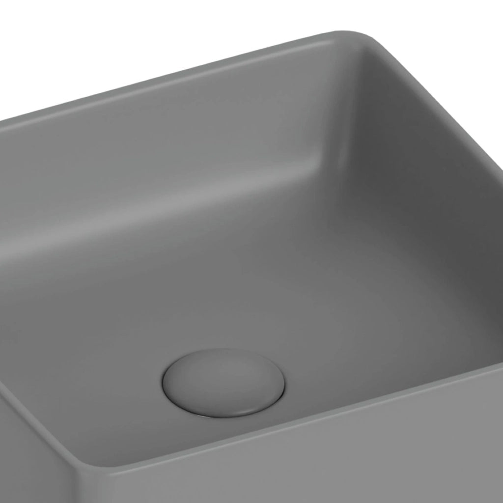 Lavabo d'appoggio quadrato in ceramica da 36x36 cm grigio - Serie Nature
