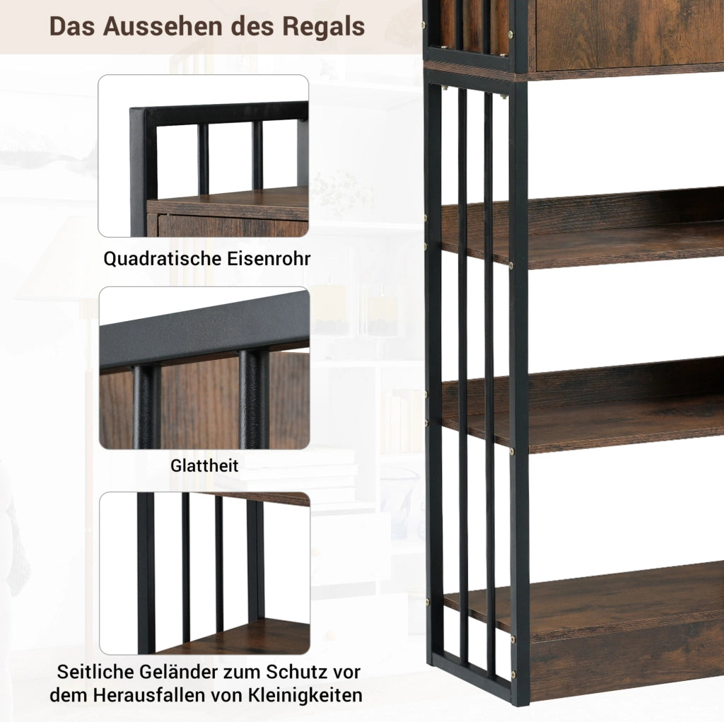 Libreria con ante e cassetti 100x30x173,5 cm Nero marrone