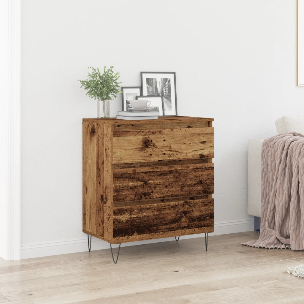 Sideboard con Cassetti in Legno Antico 60x35x70 cm in Legno Ingenerizzato