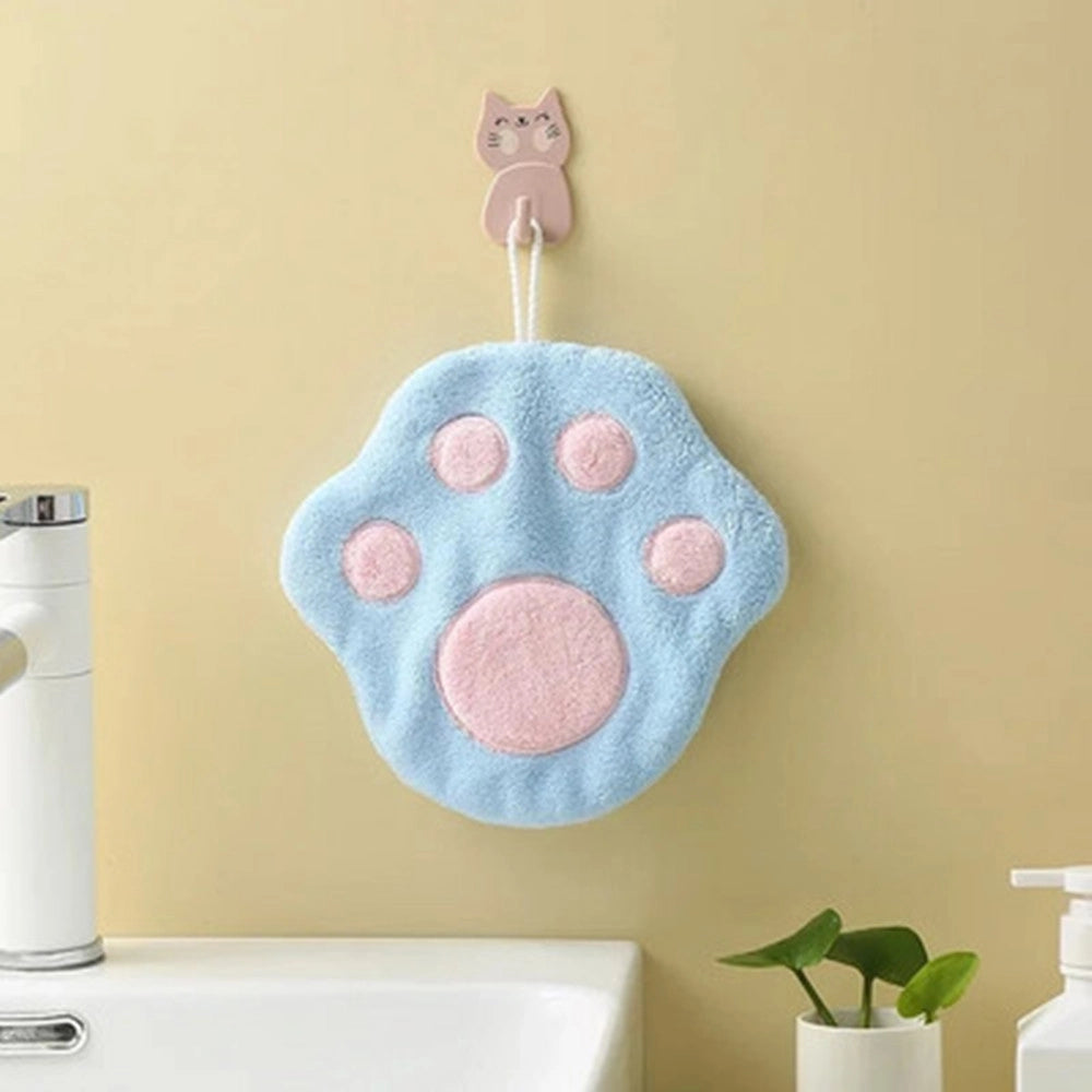 Trade Shop - Asciugamano Morbido Con Impronta Gatto Da Appendere Bagno Bambini Pulizia Casa 10777 -