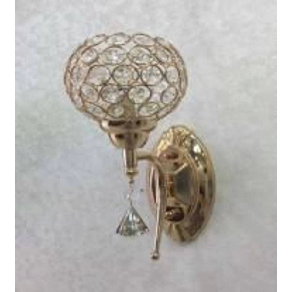Trade Shop - Applique Parete Moderno Paralume Con Cristalli Acrilico Pendente Attacco G9 E19 - Oro