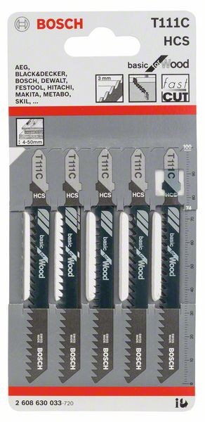 2608630033 - Set 5 lame per seghetto alternativo T 111 C Basic for Wood
