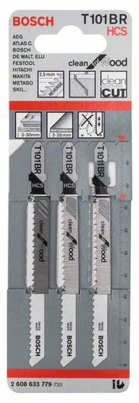 2608633779 - Set 3 lame per seghetto alternativo T 101 BR Clean for Wood