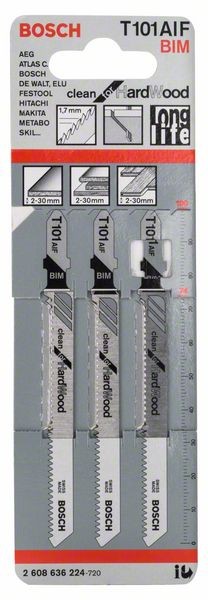 2608636224 - Set 3 lame per seghetto alternativo T 101 AIF Clean for Hard Wood