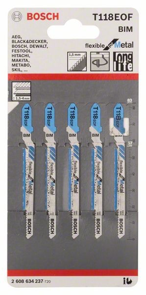 2608634237 - Set 5 lame per seghetto alternativo T 118 EOF Flexible for Metal