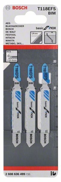 2608636499 - Set 3 lame per seghetto alternativo T 118 EFS Basic for Inox