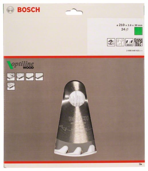 2608640621 - Lama per sega circolare Optiline Wood 210 x 30 x 2,8 mm, 24