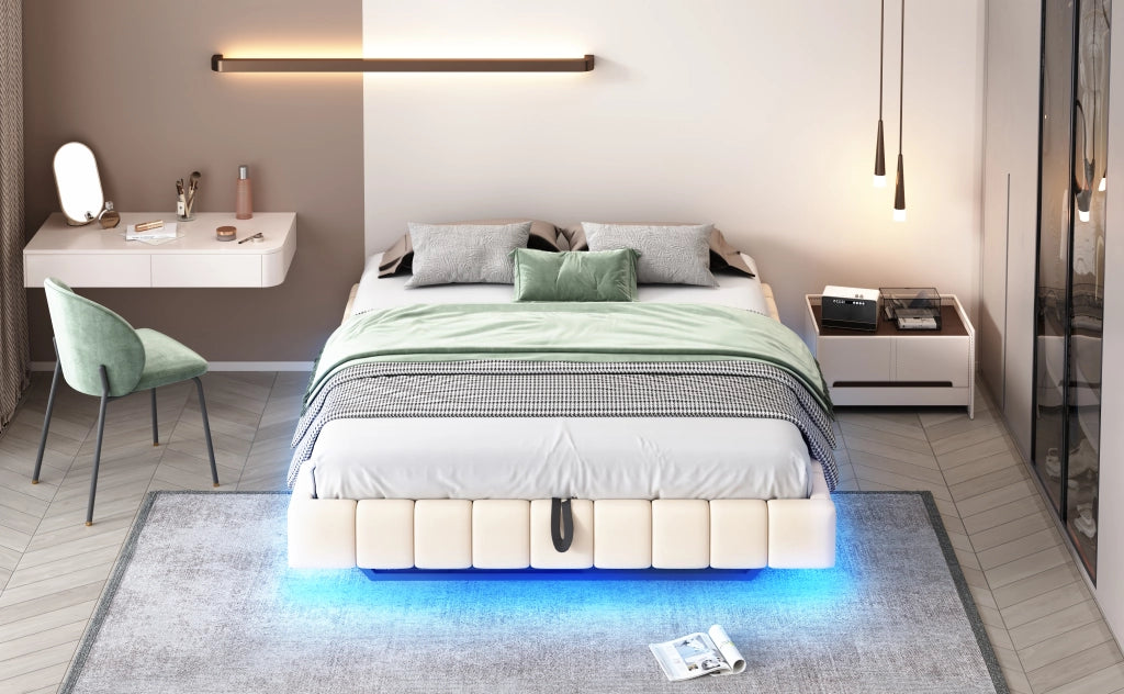 letto imbottito lino beige 160 x 200 cm