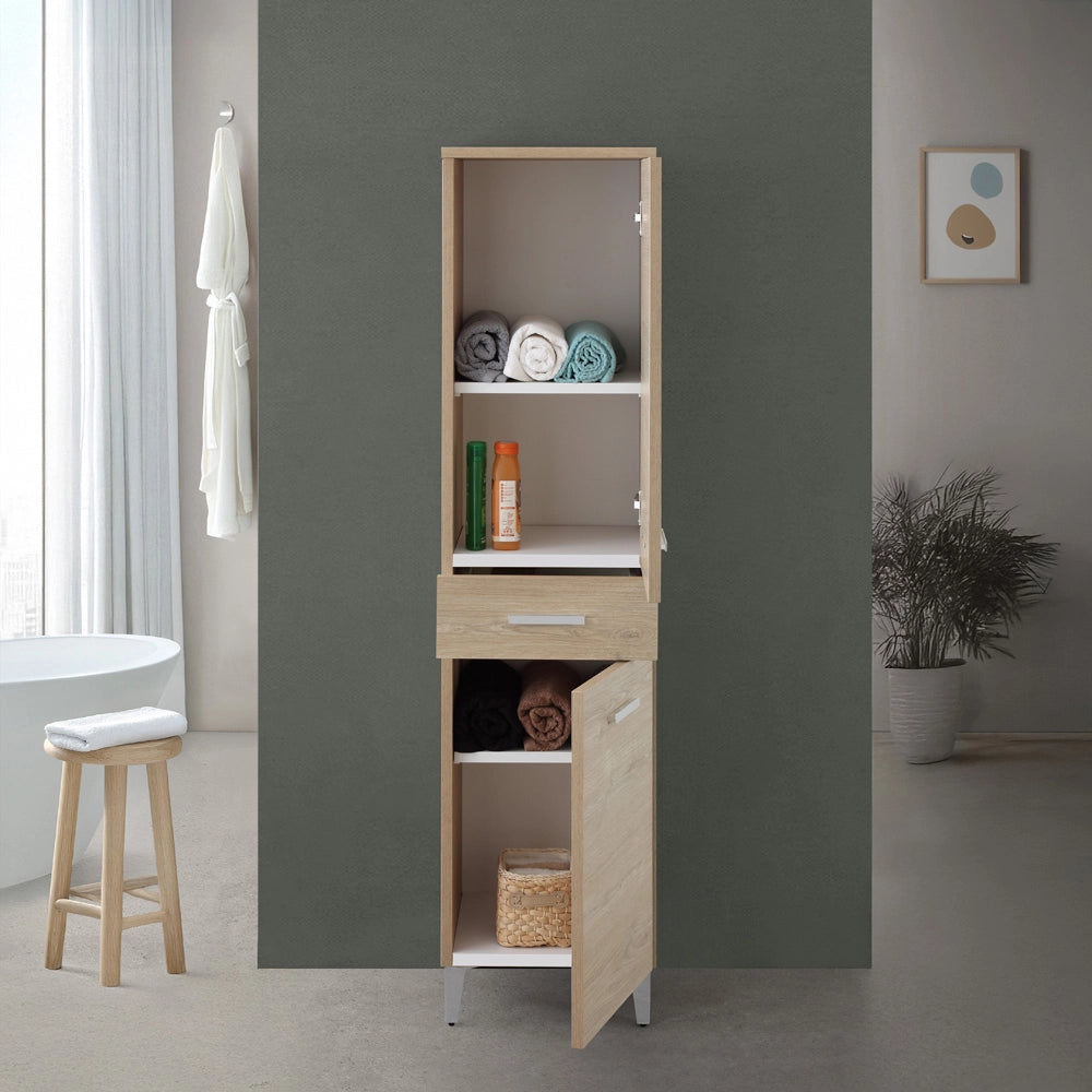 Colonna bagno a terra 35x153,5 cm rovere dolomite con 2 ante e cassetto Desya