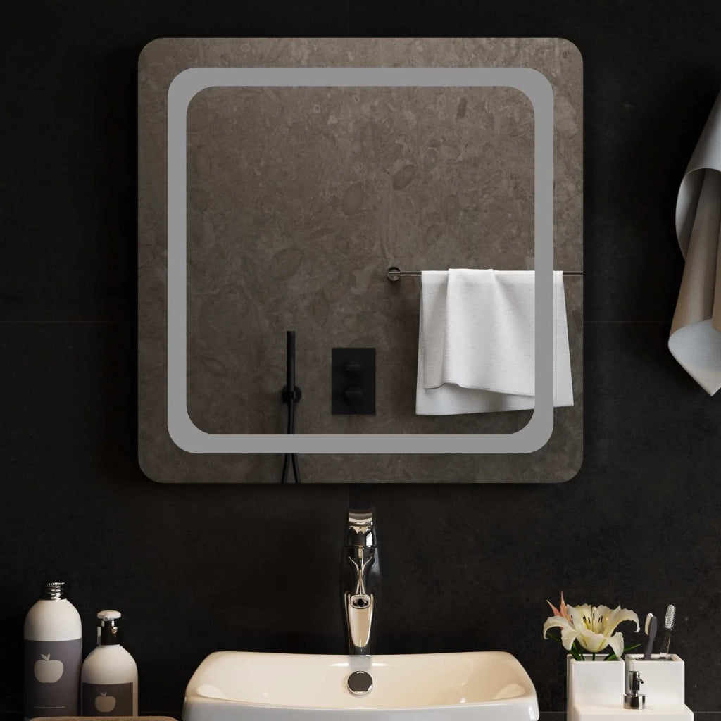 Specchio da bagno LED Trasparente 60 x 60 cm vetro temperato 42045828