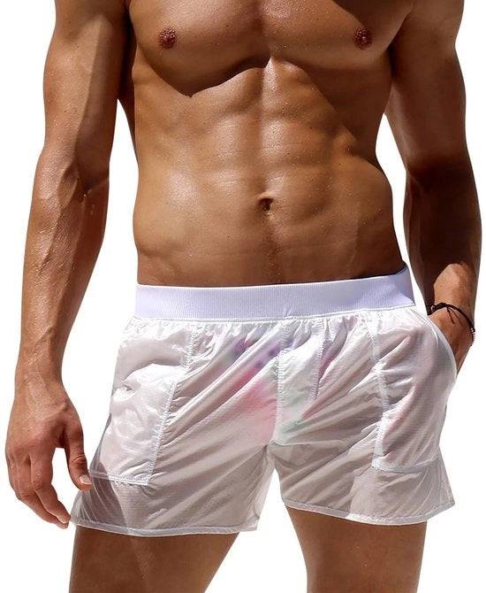 Costumi da bagno per uomo senza cintura - trasparente - short sexy - pantalon da tempo libero - sport - tessuto ecologico - costume da bagno