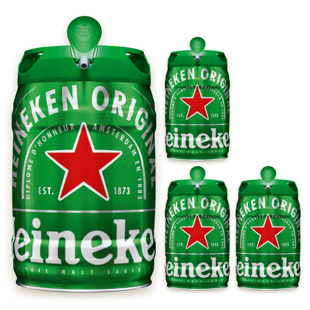 Birra heineken draught keg 4 fusti con erogatore da 5 litri