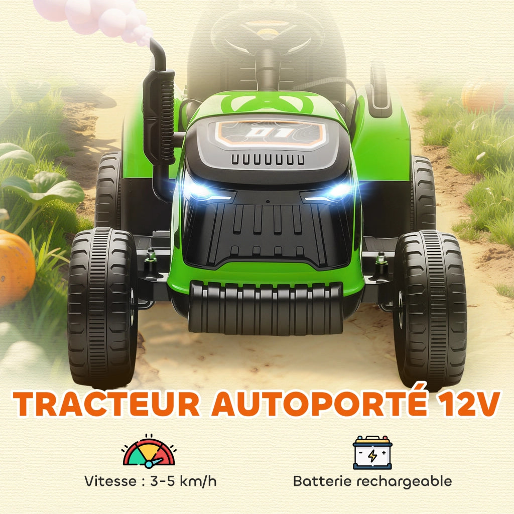Tracteur ¨¦lectrique enfants ¨C zephmum ¨C 139x58x55cm verde