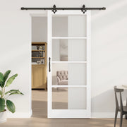 Porta Scorrevole  con Set di Accessori 'ORKDAL'Legno Massello Bianco e Vetro