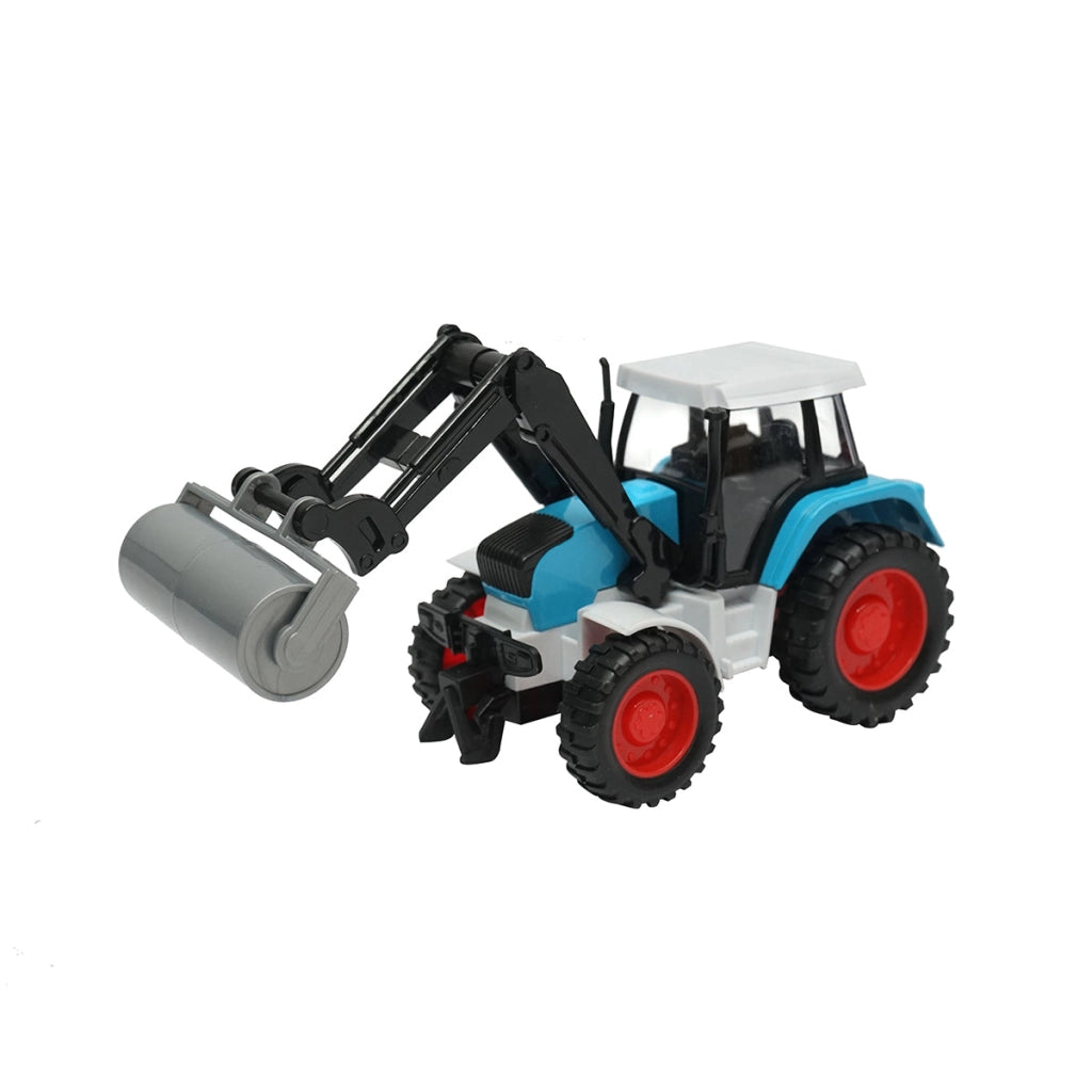 Trattore blu con cilindro compattatore, 175x65x80mm giocattolo per bambini +3 anni