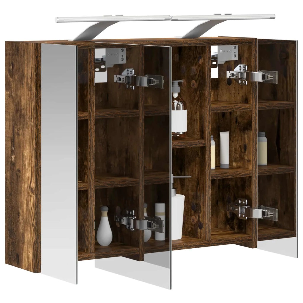 Mobiletto per specchio da bagno Rovere fumé 60 x 14,5 x 50 cm 889083