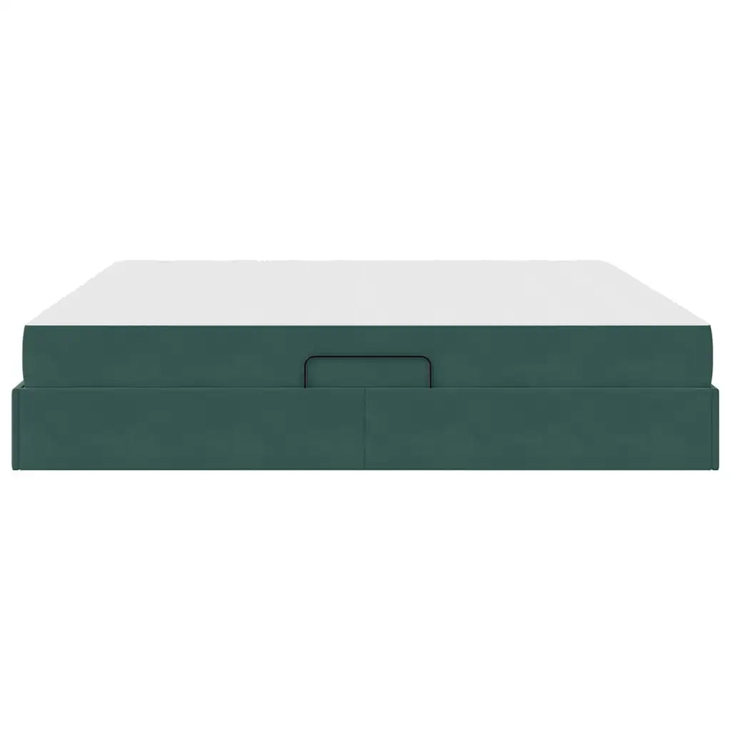 Letto con contenitore e materasso Verde Scuro 200 x 200 cm