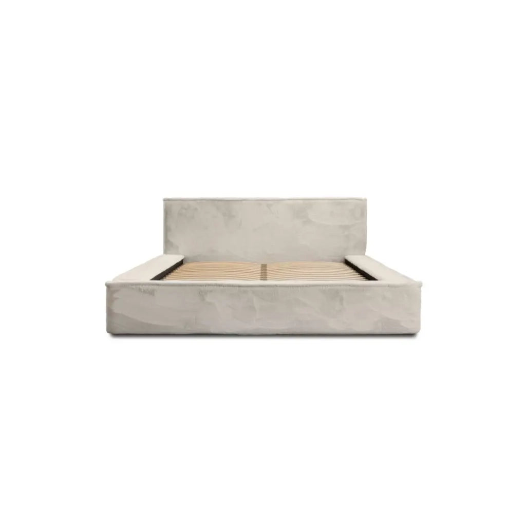 Letto contenitore ORLANE – Beige Sabbia perla polare – 180x200 cm – Rete sollevabile – Design di alta gamma