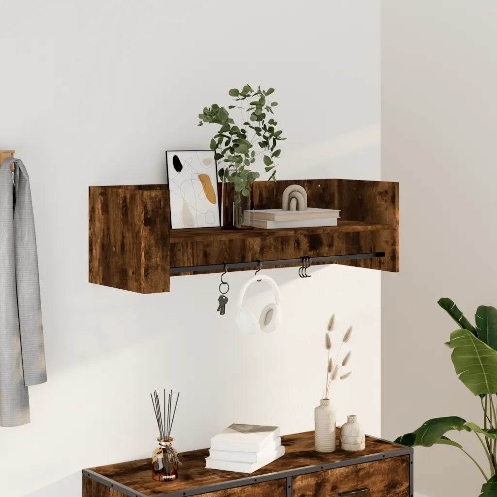 Mensola a Muro Rovere Fumo 100x35x30,5 cm Legno Multistrato