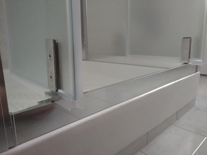 Box doccia Cristallo 6 mm 3 lati - Due Fissi piu' porta Saloon Opaco - Misura: 75 x 100 x 75 x190h