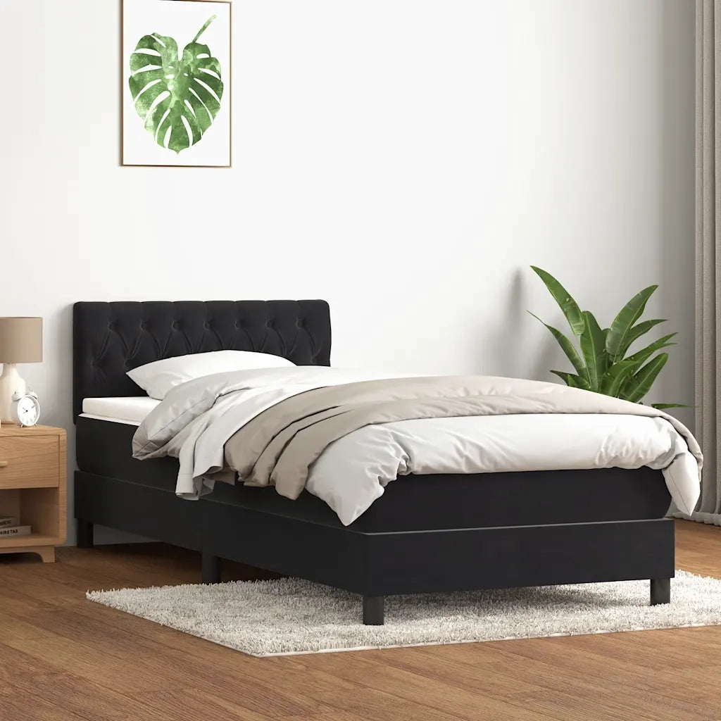 Letto a Molle con Materasso e LED Nero 80x220 cm Velluto 3317195