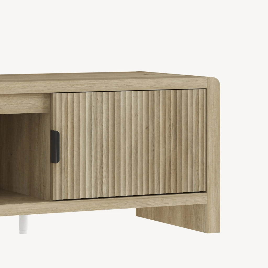 Mobile TV Lukkodso con 2 Ante e Vano Centrale Aperto 150x40x40 cm Effetto Rovere Medio Chiaro [en.casa]