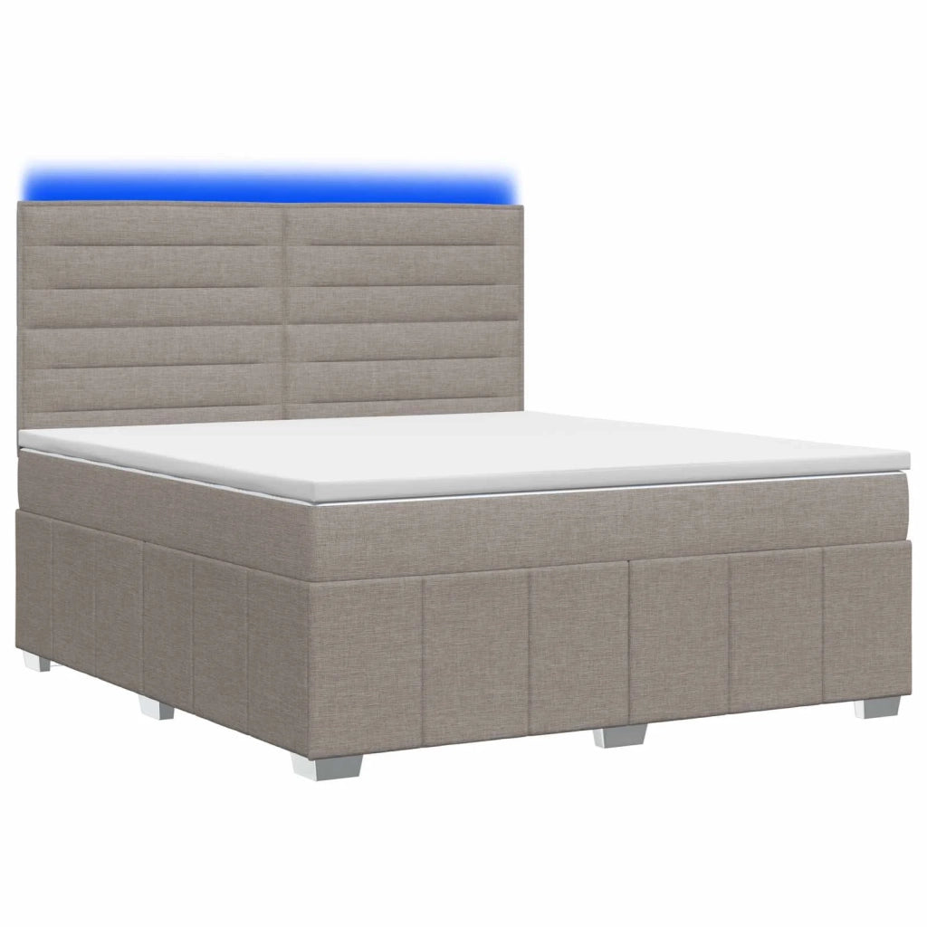 Letto Box Spring LED con Materasso Tortora 140 x 200 cm Tessuto 3455616