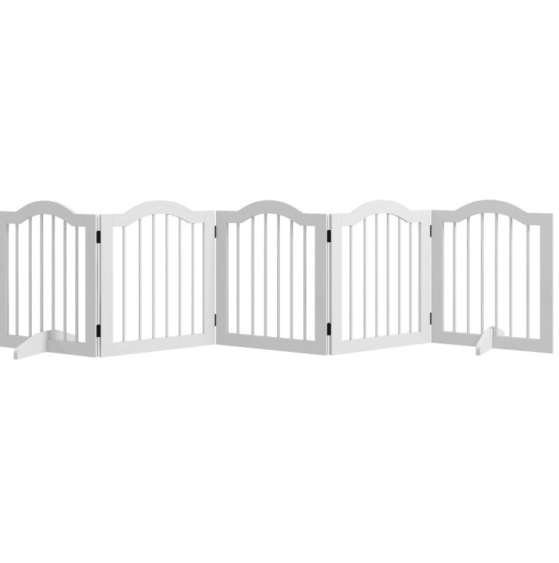Cancelletto per cani pieghevole in legno e MDF bianco