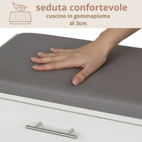 Marvin Scarpiera Panca da Ingresso Portascarpe Salvaspazio in Legno Seduta con Cuscino Anta a Ri Bianco / Cuscino Grigio