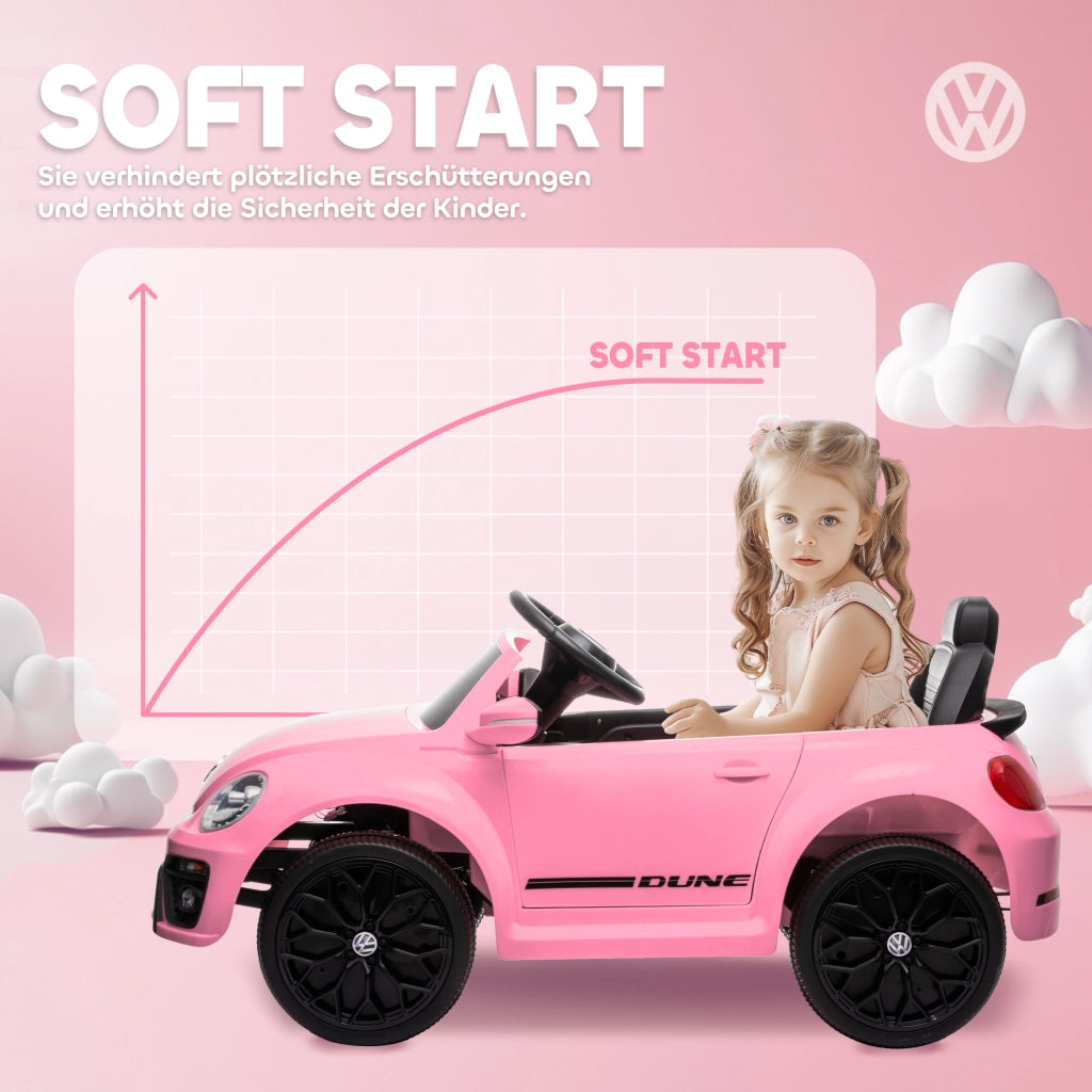 Auto Bambini Elettrica VW Beetle ¨C Minimal ¨C Rosa 3-5 km/h con Telecomando e Musica