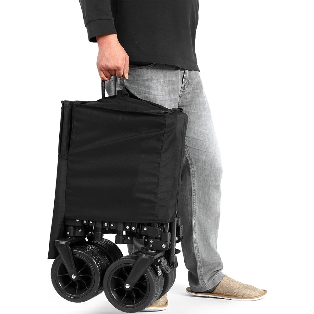 Carrello da spiaggia e giardino pieghevole - Xylo - 300 l 100 kg ruote fuoristrada portabicchieri - Nero