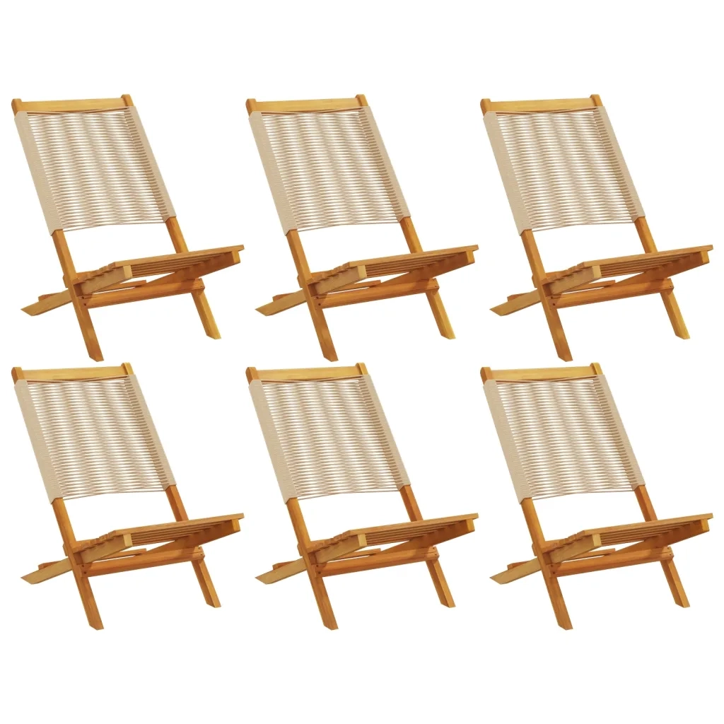 vidaXL Sedie da Giardino Pieghevoli 6pz Beige Legno Massello di Acacia