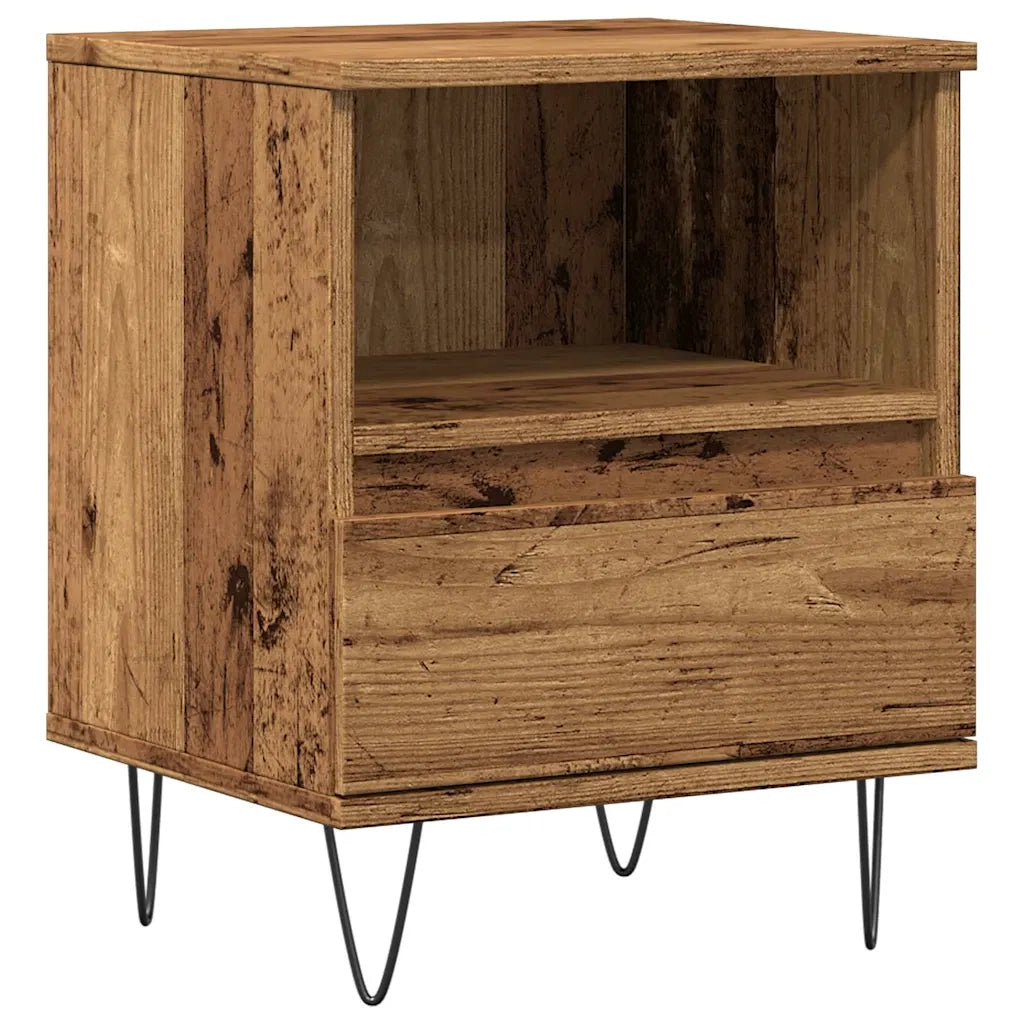 Comodino-Tavolino da notte Legno Antico 40x35x50 cm in Legno Multistrato 375701