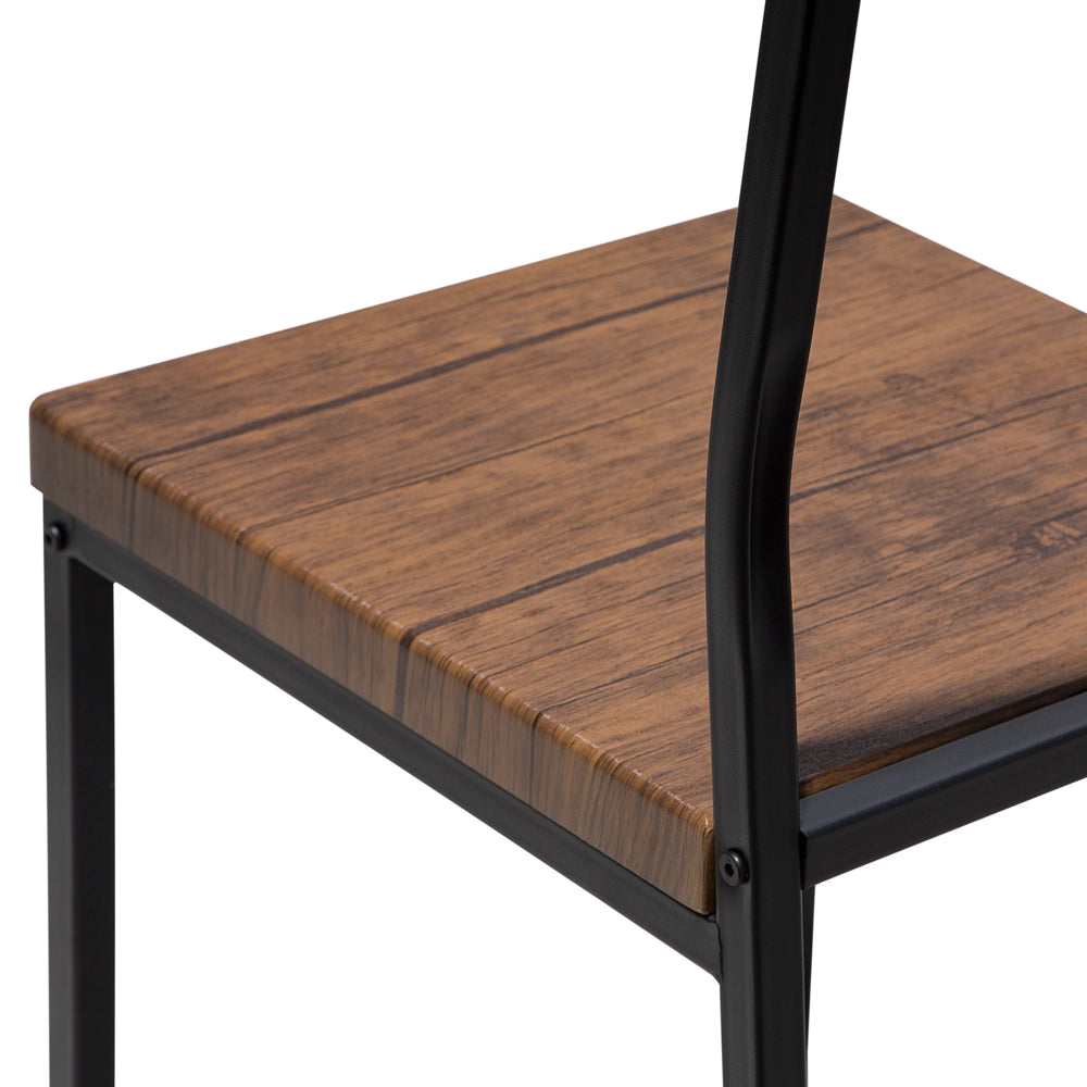 Set di 6 sedie da pranzo in legno scuro con gambe in metallo da cucina industriale
