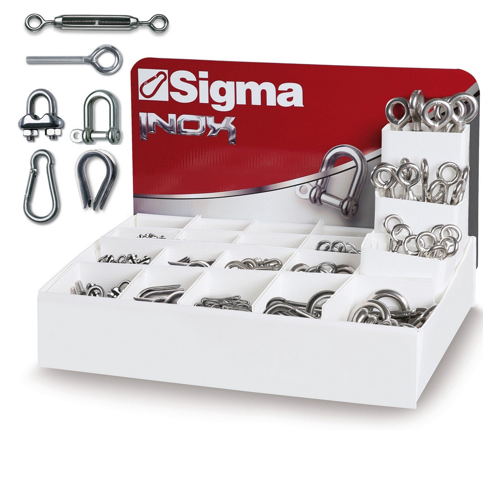 espositore da banco con 400 accessori inox cod:ferx.12695